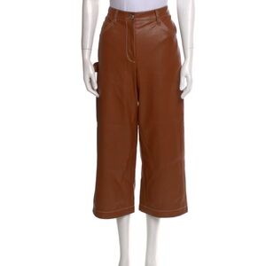 Staud Brown Faux Leather crop pant size 4